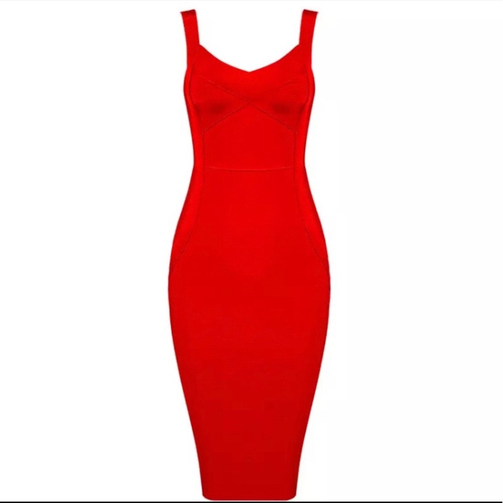 NWOT Orange Red High Quality Bodycon Rayon Bandage Dress, S
